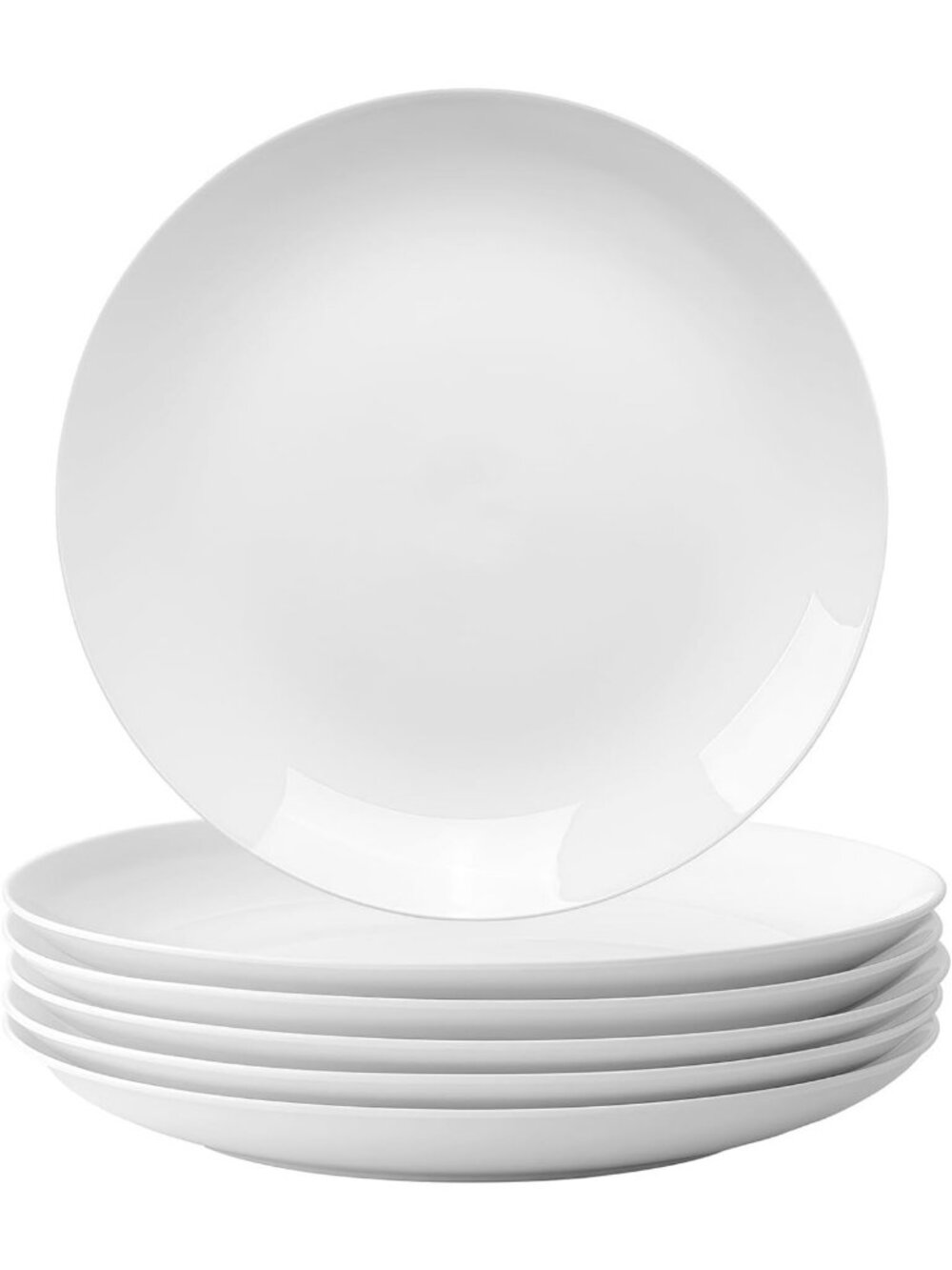 Set of 6 Large 11-Inch White Ceramic Dinner Plates - Microwave & Dishwasher Safe